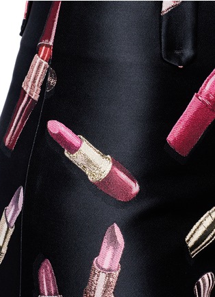 Detail View - Click To Enlarge - GIAMBA - Lipstick jacquard high waist mini shorts
