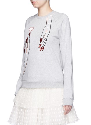 Front View - Click To Enlarge - GIAMBA - Sequin hand embroidery cotton sweatshirt