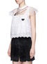 Front View - Click To Enlarge - GIAMBA - Hand embroidery guipure floral lace top