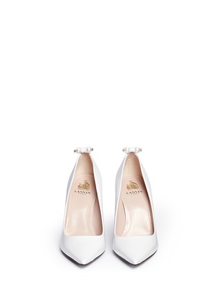 Front View - Click To Enlarge - LANVIN - Faux pearl Spazzolato leather pumps