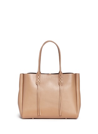 Back View - Click To Enlarge - LANVIN - 'Small Shopper' lace-up tassel leather tote