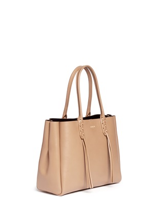 Front View - Click To Enlarge - LANVIN - 'Small Shopper' lace-up tassel leather tote