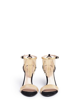 Front View - Click To Enlarge - LANVIN - Curb chain fringe suede sandals