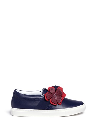 Main View - Click To Enlarge - LANVIN - Floral appliqué leather skate slip-ons