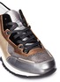 Detail View - Click To Enlarge - LANVIN - 'Basket' suede panel metallic leather sneakers
