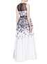 Back View - Click To Enlarge - ST. JOHN - Floral print appliqué silk organza flare gown