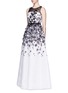 Figure View - Click To Enlarge - ST. JOHN - Floral print appliqué silk organza flare gown