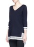 Front View - Click To Enlarge - ST. JOHN - Stripe trim V-neck tunic