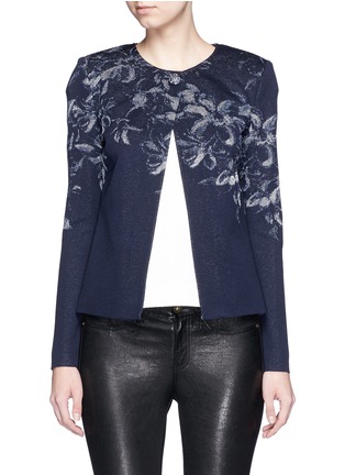 Main View - Click To Enlarge - ST. JOHN - 'Island Floral' fil coupé shimmer knit cardigan