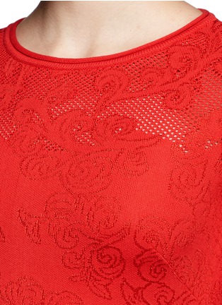 Detail View - Click To Enlarge - ST. JOHN - 'Jardin' mesh floral jacquard knit sheath dress