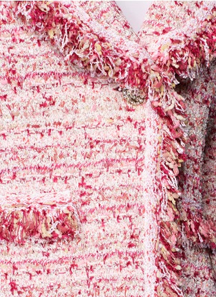 Detail View - Click To Enlarge - ST. JOHN - 'Bridgette' fringe ribbon tweed knit jacket