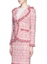 Front View - Click To Enlarge - ST. JOHN - 'Bridgette' fringe ribbon tweed knit jacket