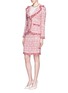 Figure View - Click To Enlarge - ST. JOHN - 'Bridgette' fringe ribbon tweed knit skirt