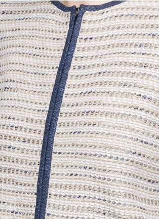 Detail View - Click To Enlarge - ST. JOHN - 'Tessere' denim trim zip cardigan