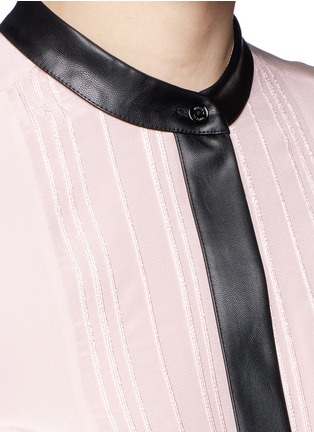 Detail View - Click To Enlarge - VINCE - Embroidered stripe sleeveless silk blouse