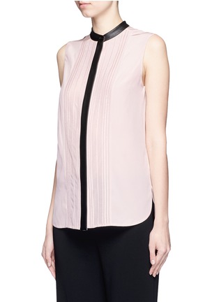 Front View - Click To Enlarge - VINCE - Embroidered stripe sleeveless silk blouse