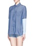 Front View - Click To Enlarge - VINCE - Colourblock chambray shirt
