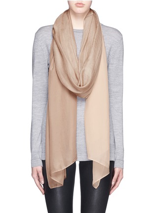 Figure View - Click To Enlarge - JANAVI - Silk chiffon panel cashmere scarf