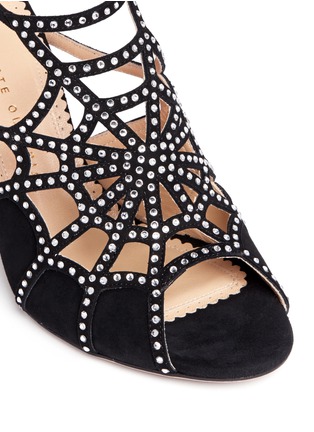 Detail View - Click To Enlarge - CHARLOTTE OLYMPIA - 'Lotte' Charlotte's web strass suede sandals