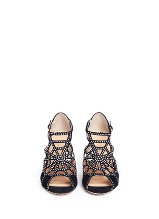 Front View - Click To Enlarge - CHARLOTTE OLYMPIA - 'Lotte' Charlotte's web strass suede sandals