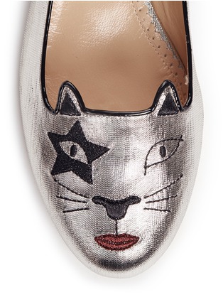 Detail View - Click To Enlarge - CHARLOTTE OLYMPIA - 'Kiss Kitty' metallic lamé flats