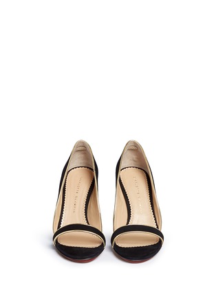 Front View - Click To Enlarge - CHARLOTTE OLYMPIA - 'Christine 95' suede d'Orsay sandals