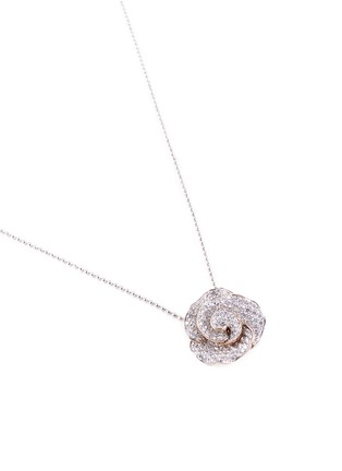 Figure View - Click To Enlarge - ANYALLERIE - Diamond 18k white gold rose pendant necklace