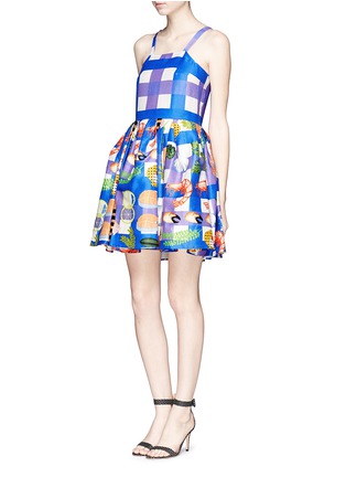 Front View - Click To Enlarge - CHICTOPIA - Seafood plaid check dress