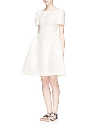 Front View - Click To Enlarge - CHICTOPIA - Puff sleeve hopsack skater dress