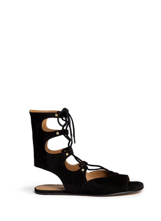 Main View - Click To Enlarge - CHLOÉ - 'Lettonia' lace-up suede gladiator sandals