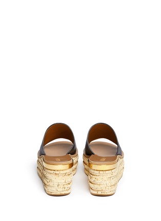 Back View - Click To Enlarge - CHLOÉ - Cork wedge leather mule sandals