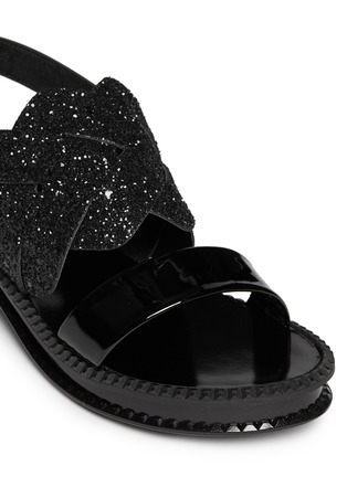Detail View - Click To Enlarge - CLERGERIE - 'Carolet' glitter band patent leather sandals