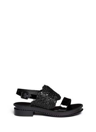 Main View - Click To Enlarge - CLERGERIE - 'Carolet' glitter band patent leather sandals