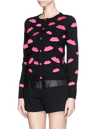 Front View - Click To Enlarge - ALICE & OLIVIA - 'Pout' lip appliqué cardigan