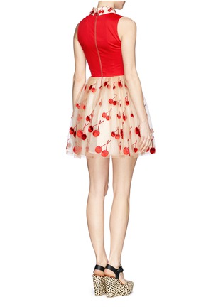 Back View - Click To Enlarge - ALICE & OLIVIA - Cherry appliqué pouf dress