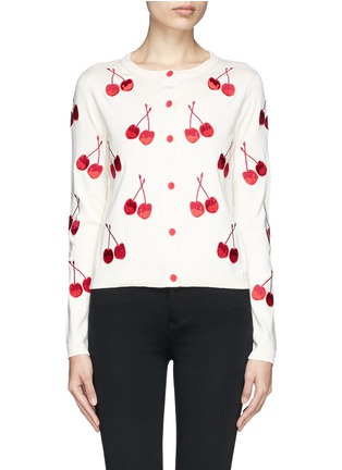 Main View - Click To Enlarge - ALICE & OLIVIA - Cherry embroidery cotton cardigan