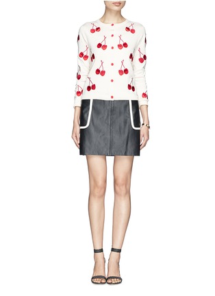 Figure View - Click To Enlarge - ALICE & OLIVIA - Cherry embroidery cotton cardigan