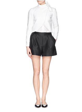 Figure View - Click To Enlarge - ALICE & OLIVIA - Bow collar wrap crepe jacket