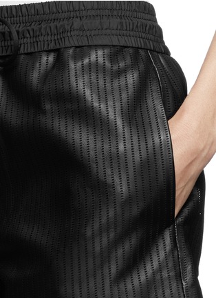 Detail View - Click To Enlarge - ALEXANDER WANG - Perforated leather shorts