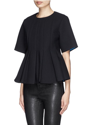 Front View - Click To Enlarge - ALEXANDER WANG - Flare pleat hem bonded jersey top
