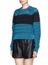 Front View - Click To Enlarge - ALEXANDER WANG - Stripe wavy open knit sweater