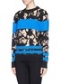 Front View - Click To Enlarge - ALEXANDER WANG - Contrast stripe mesh burnout sweater