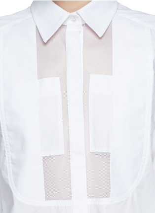 Detail View - Click To Enlarge - ALEXANDER WANG - Mesh bib hopsack trim poplin shirt dress