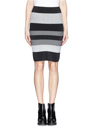 Main View - Click To Enlarge - ALEXANDER WANG - Mesh pattern stripe stretch knit skirt