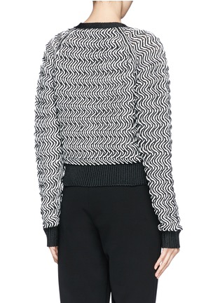 Back View - Click To Enlarge - ALEXANDER WANG - Chevron bubble knit cropped cardigan