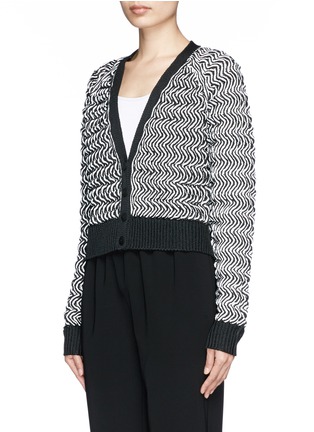Front View - Click To Enlarge - ALEXANDER WANG - Chevron bubble knit cropped cardigan