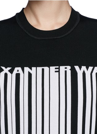 Detail View - Click To Enlarge - ALEXANDER WANG - Barcode logo bonded knit sweatshirt