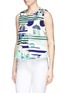 Front View - Click To Enlarge - KENZO - Torn paper print duchesse satin sleeveless top