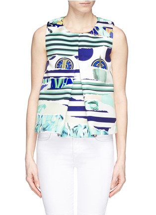Main View - Click To Enlarge - KENZO - Torn paper print duchesse satin sleeveless top