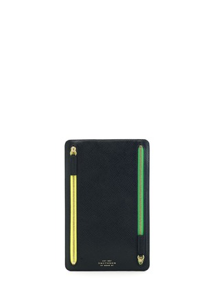 Main View - Click To Enlarge - SMYTHSON - 'Panama' cross grain leather currency case - Black